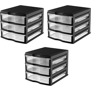 image:imageLife Story 3 Drawer Stackable Shelf Organizer Plastic Storage Drawers for Bathroom Storage Make Up Or Pantry Organization Black 3 Pack
