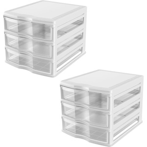image:imageLife Story 3 Drawer Stackable Shelf Organizer Plastic Storage Drawers for Bathroom Storage Make Up Or Pantry Organization White 2 Pack