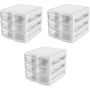 image:imageLife Story 3 Drawer Stackable Shelf Organizer Plastic Storage Drawers for Bathroom Storage Make Up Or Pantry Organization White 3 Pack