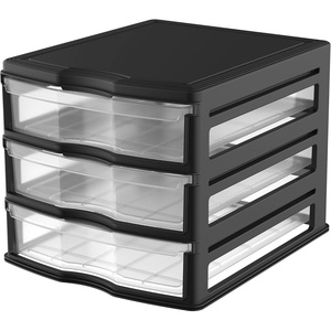 image:imageLife Story 3 Drawer Stackable Shelf Organizer Plastic Storage Drawers for Bathroom Storage Makeup or Pantry Organization Black