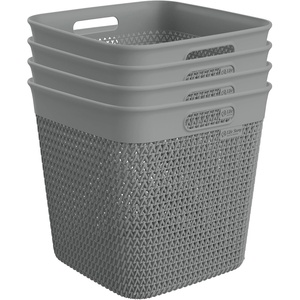 image:imageLife Story 4 Pack Extra Large Storage Basket Decorative Plastic Home Organizer Lightweight Versatile Tub with BuiltIn Handles 26 Quart GrayGray 4 Pack