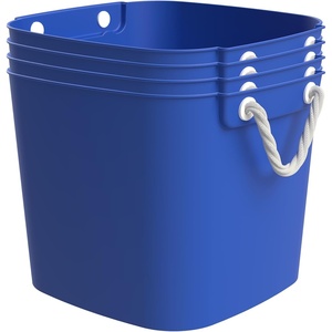 image:imageLife Story 4 Pack Flexi Tub Versatile 42 Quart Storage Tote Flexible Plastic Home Organizer Lightweight Basket with Carrying Handles Blue
