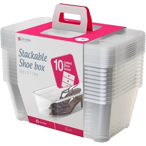 image:imageLife Story 6 Liter Shoe Accessory and Closet Plastic Storage Box MultiPurpose Lidded Stacking Tote Containers Clear 50 Pack10