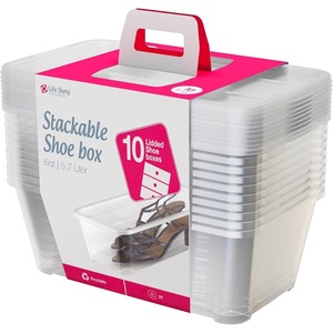 image:imageLife Story 6 Liter Shoe Accessory and Closet Plastic Storage Box MultiPurpose Lidded Stacking Tote Containers Clear 50 Pack160