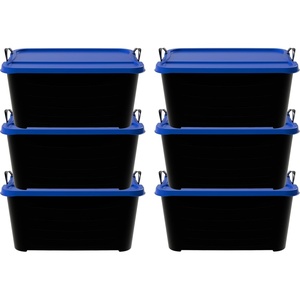 image:imageLife Story 6 Pack Heavy Duty Stackable Storage Bin 55 Quart Home Organizer Versatile Lightweight Locking Bins with Carrying Handles BlackRedBlackBlue