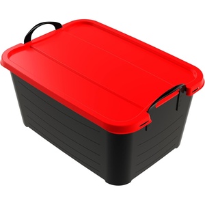 image:imageLife Story 6 Pack Heavy Duty Stackable Storage Bin 55 Quart Home Organizer Versatile Lightweight Locking Bins with Carrying Handles BlackRedBlackRed