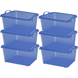 image:imageLife Story 6 Pack Light Duty Stackable Storage Bin 55 Quart Home Organizer Versatile Lightweight Locking Bins with Carrying Handles PurpleBlue
