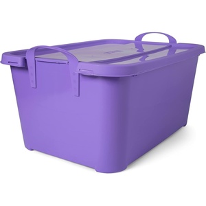 image:imageLife Story 6 Pack Light Duty Stackable Storage Bin 55 Quart Home Organizer Versatile Lightweight Locking Bins with Carrying Handles PurpleSolid Purple