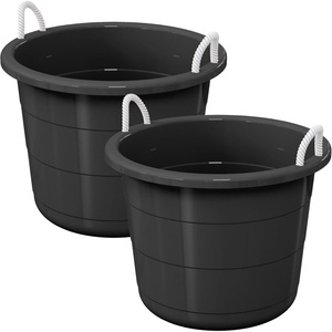 image:imageLife Story 8Pack Storage Bucket Round Plastic Container with Rope Handles 17 Gallon Teal  Large Heavy Duty Utility Tub Buckets for Storing Ice Beverage Party Drinks and LaundryBlack