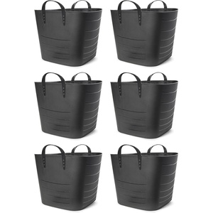 image:imageLife Story Flexible Tub Basket 25 Liter66 Gallon Plastic Multifunction Storage Tote Bin with Handles Black 6 PackBlack 6 Pack