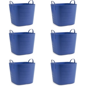 image:imageLife Story Flexible Tub Basket 25 Liter66 Gallon Plastic Multifunction Storage Tote Bin with Handles Black 6 PackBlue 6 Pack