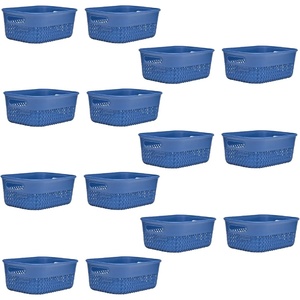 image:imageLife Story Lightweight Heavy Duty Trendy Portable Storage Woven Basket 4 Quarts Blue 14 Pack