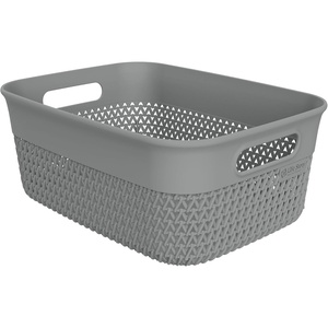 image:imageLife Story Medium Storage Basket Decorative Plastic Home Organizer Lightweight Versatile Tub with BuiltIn Handles 10 Quart GrayGray