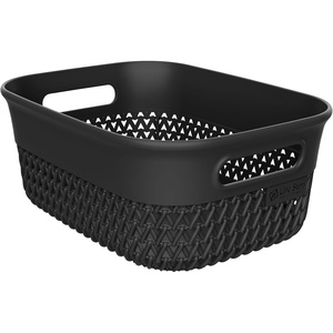 image:imageLife Story Small Storage Basket Decorative Plastic Home Organizer Lightweight Versatile Tub with BuiltIn Handles 4 Quart Black