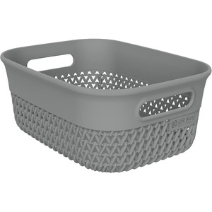 image:imageLife Story Small Storage Basket Decorative Plastic Home Organizer Lightweight Versatile Tub with BuiltIn Handles 4 Quart Gray