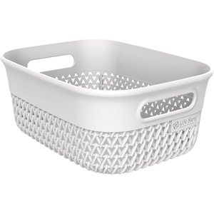 image:imageLife Story Small Storage Basket Decorative Plastic Home Organizer Lightweight Versatile Tub with BuiltIn Handles 4 Quart White