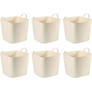 image:imageLife Story Tub 25L Tan Tub Basket 66 Gal Plastic Storage Tote Bin wCarry Handles Tan 6 Pack
